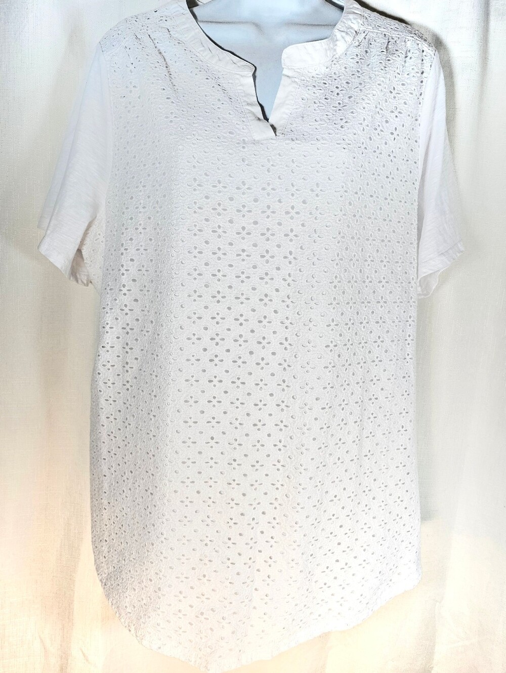 2/$20 Blair XL Cotton Eyelet Ss Tunic Top